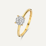 Anillo solitario en oro con circón de talla brillante