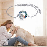 Pulsera ajustable con colgante de perro en plata de ley