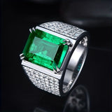 Anillo Elsa con piedra de esmeralda y diamantes