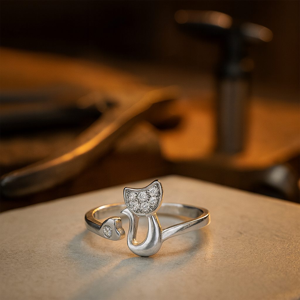Lúa | Anillo Gato Abierto con Zirconias