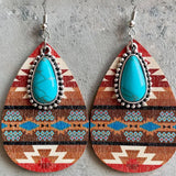 Pendientes vintage mandala con piedra turquesa
