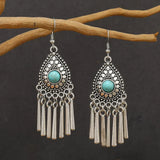 Pendientes colgantes vintage de plata con piedra turquesa