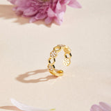 Anillo de Panal de Miel en Oro y Cristal