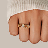 Anillo de Panal de Miel en Oro y Cristal