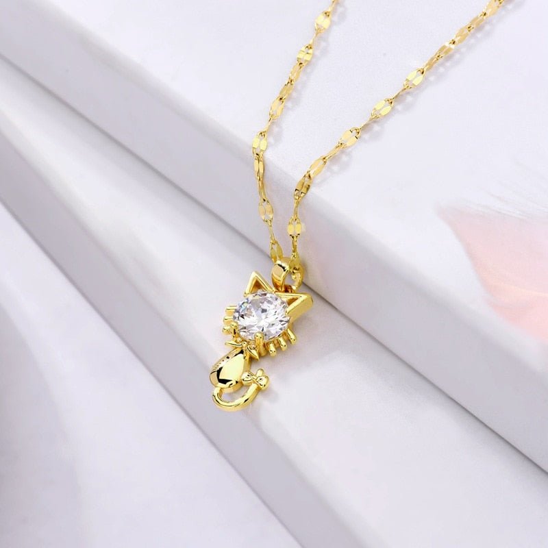 Amaranta | Collar de Gato Chapado en Oro con Circonitas