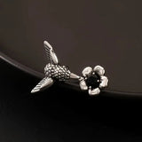 Anillo de Colibrí y Flor – Anillo Ajustable con Pájaro Abierto para Mujeres