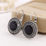 Pendientes Boho de plata con piedras redondas