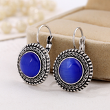 Pendientes Boho de plata con piedras redondas