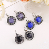 Pendientes Boho de plata con piedras redondas