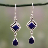 Pendientes de plata con piedra azul y cristal