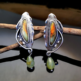 Pendientes vintage con piedra verde