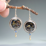 Pendientes vintage negros de plata