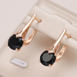 Pendientes elegantes en oro con zirconia negra