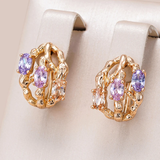 Pendientes Exóticos y Elegantes en Oro y Piedras Multicolores