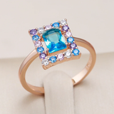 Anillo Cúbico Zirconia Azul