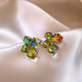 Pendientes zirconia multicolor oro