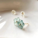 Pendientes vintage con cristal turquesa en forma de flor