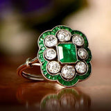 Anillo vintage con esmeralda