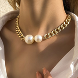 Collar elegante con cadena doble de perlas