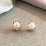 Pendientes espiral oro con perla