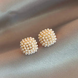 Pendientes Oro Perlas Incrustadas