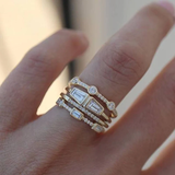 Conjunto de anillos vintage en oro y zirconia cúbica