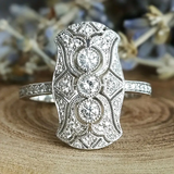 Anillo Vintage Brillante Plateado