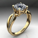 Anillo trenzado vintage de oro con circonita