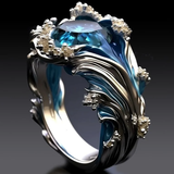 Anillo Vintage de Ondas del Océano