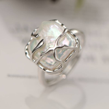Anillo vintage de plata con perla
