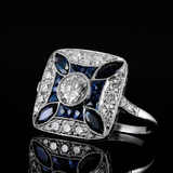 Anillo Brillante con Zirconia Azul Oscuro