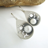 Pendientes colgantes vintage con flor y perla