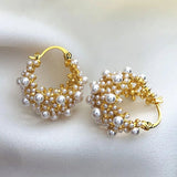 Aros Diseño Vintage Oro y Perlas