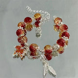 Pulsera Hoja y Mariposa Plata