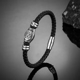 Brazalete de cuero trenzado negro