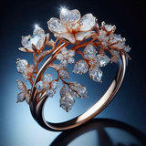 Anillo de cristal brillante con flor
