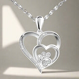 Collar de plata de ley con patita y corazón con zirconia cúbica