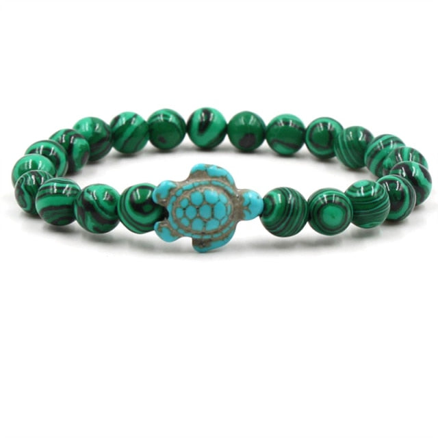 Pulseras Exclusivas con Cuentas de Piedra Natural en Forma de Tortuga