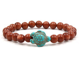 Pulseras Exclusivas con Cuentas de Piedra Natural en Forma de Tortuga