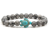 Pulseras Exclusivas con Cuentas de Piedra Natural en Forma de Tortuga
